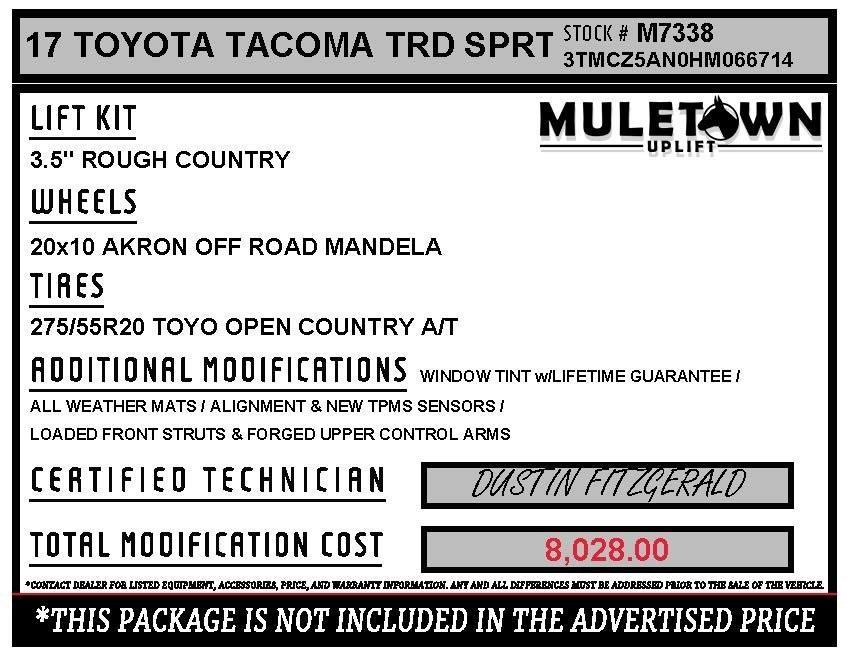 used 2017 Toyota Tacoma car, priced at $27,354