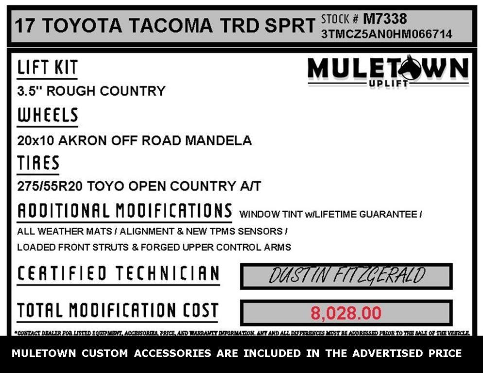 used 2017 Toyota Tacoma car, priced at $31,762