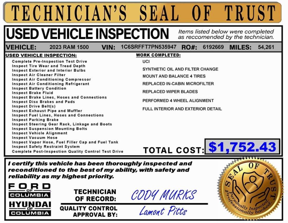 used 2023 Ram 1500 car, priced at $33,240