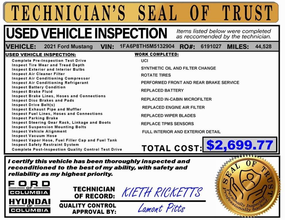 used 2021 Ford Mustang car, priced at $21,646