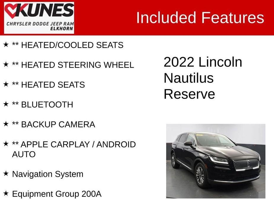 used 2022 Lincoln Nautilus car, priced at $31,573