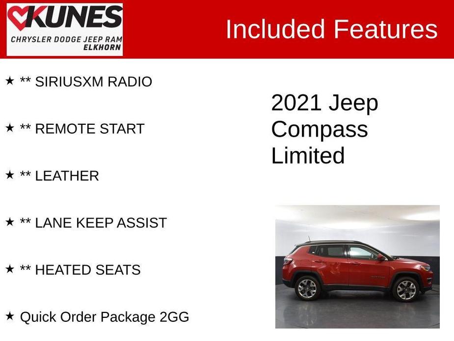 used 2021 Jeep Compass car, priced at $19,327