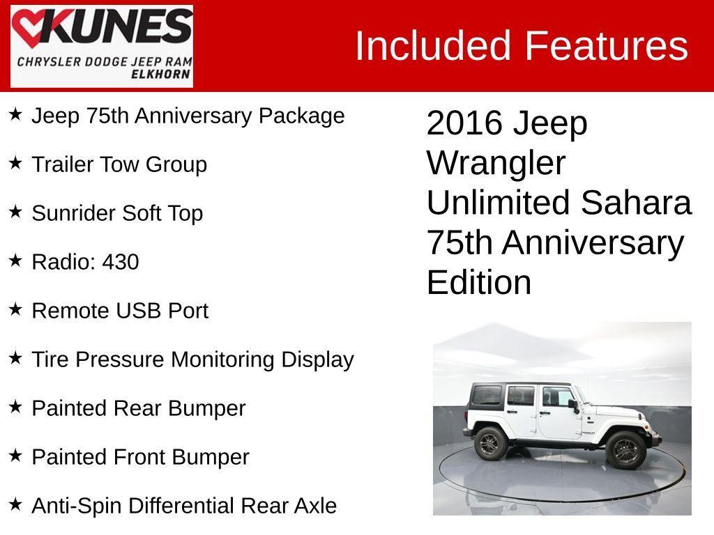 used 2016 Jeep Wrangler Unlimited car, priced at $26,985