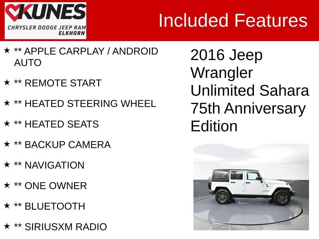 used 2016 Jeep Wrangler Unlimited car, priced at $26,985