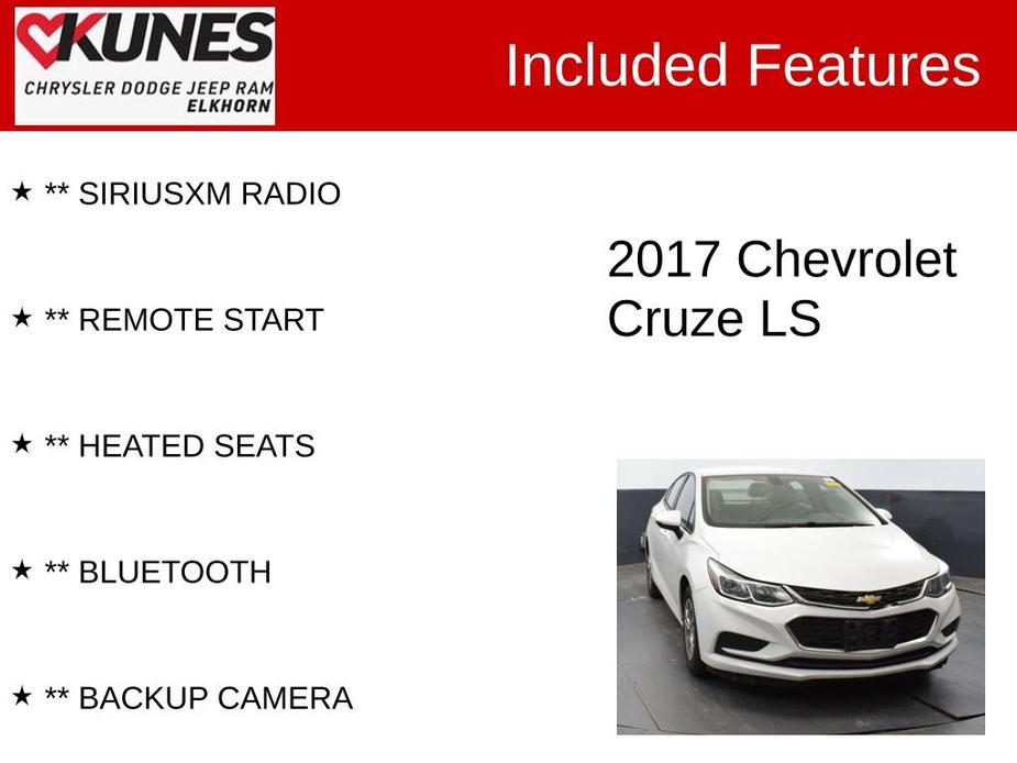 used 2017 Chevrolet Cruze car, priced at $7,140