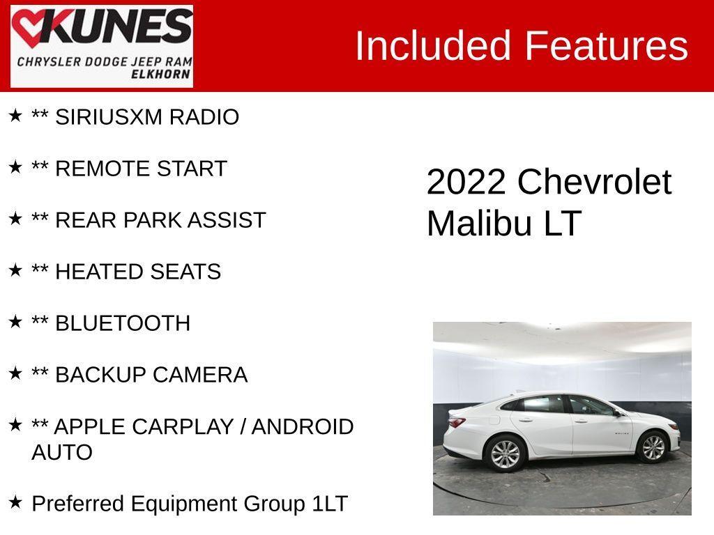 used 2022 Chevrolet Malibu car, priced at $17,661