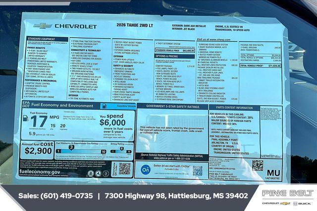 new 2026 Chevrolet Tahoe car, priced at $66,737