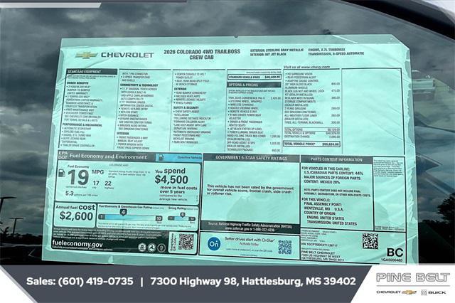 new 2026 Chevrolet Colorado car, priced at $47,079
