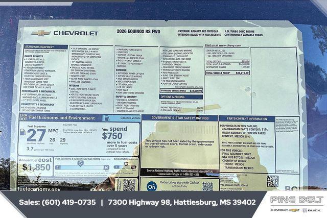 new 2026 Chevrolet Equinox car, priced at $34,741