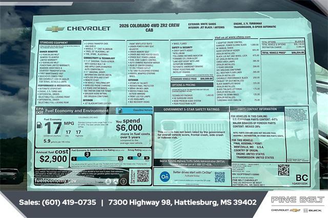 new 2026 Chevrolet Colorado car, priced at $57,044