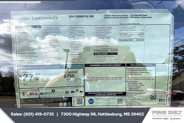 new 2026 Chevrolet Equinox car, priced at $35,065