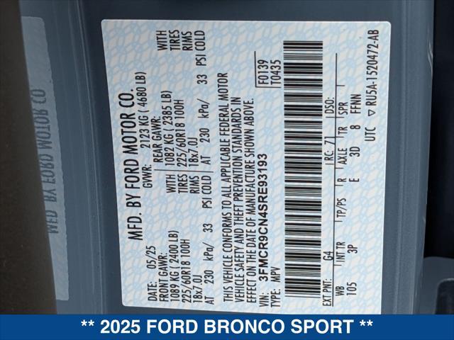 new 2025 Ford Bronco Sport car, priced at $39,310
