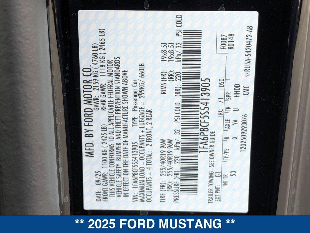 new 2025 Ford Mustang car, priced at $59,925