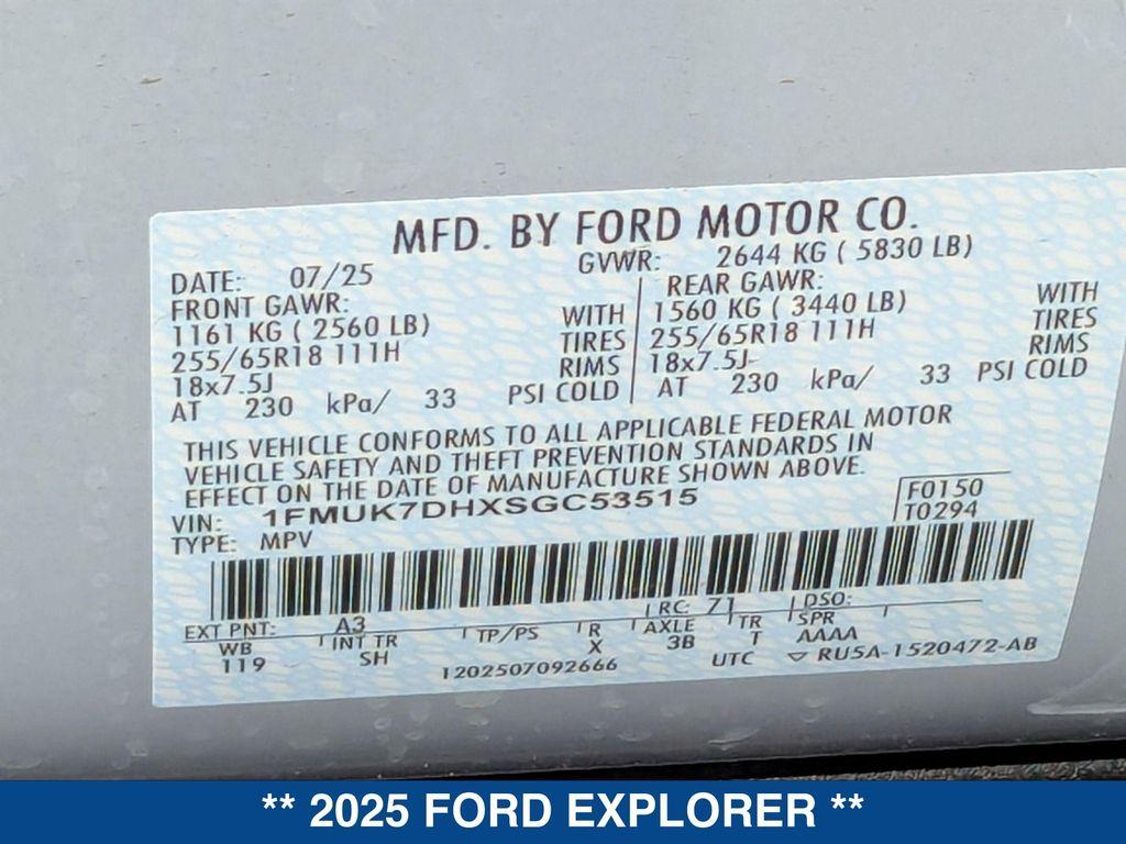 new 2025 Ford Explorer car, priced at $45,665