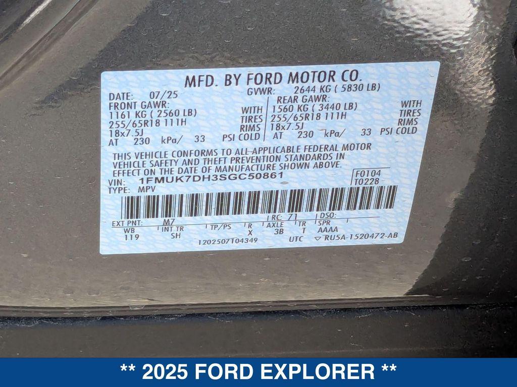 new 2025 Ford Explorer car, priced at $45,825