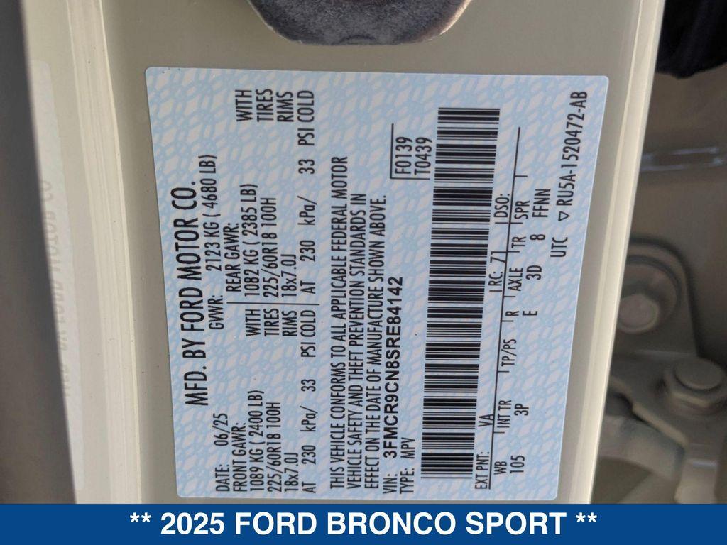 new 2025 Ford Bronco Sport car, priced at $38,885