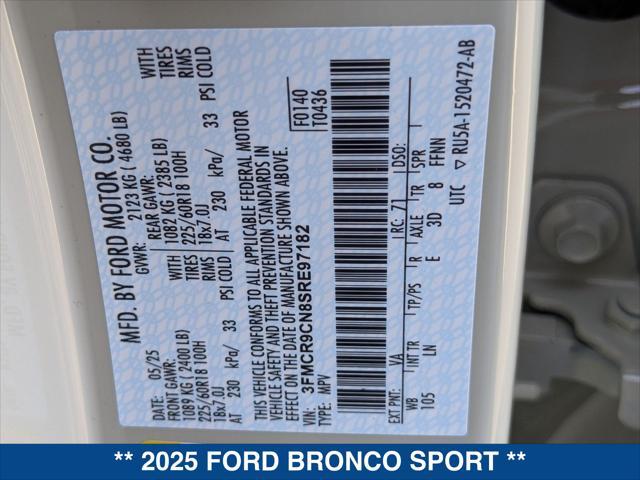 new 2025 Ford Bronco Sport car, priced at $38,485