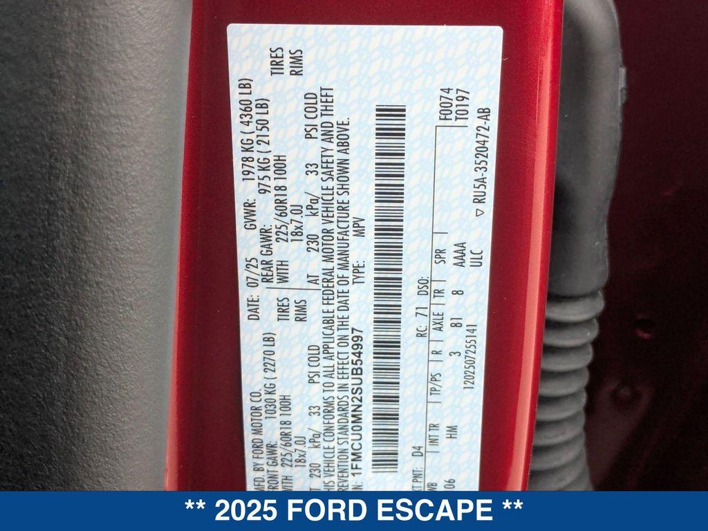 new 2025 Ford Escape car, priced at $32,980