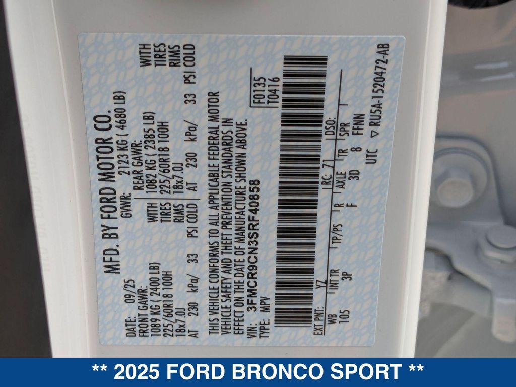 new 2025 Ford Bronco Sport car, priced at $41,135