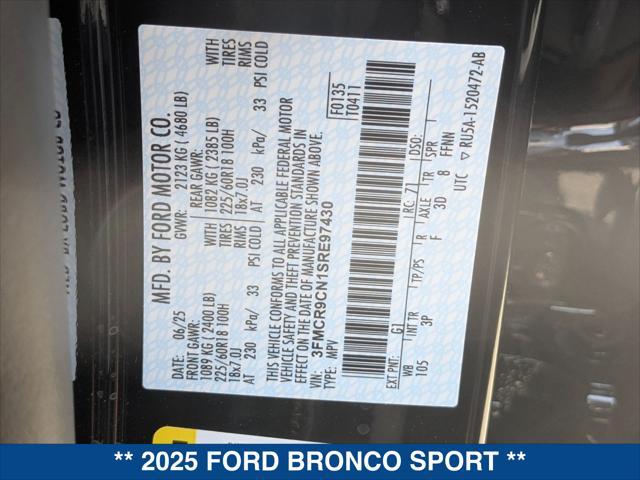 new 2025 Ford Bronco Sport car, priced at $40,280