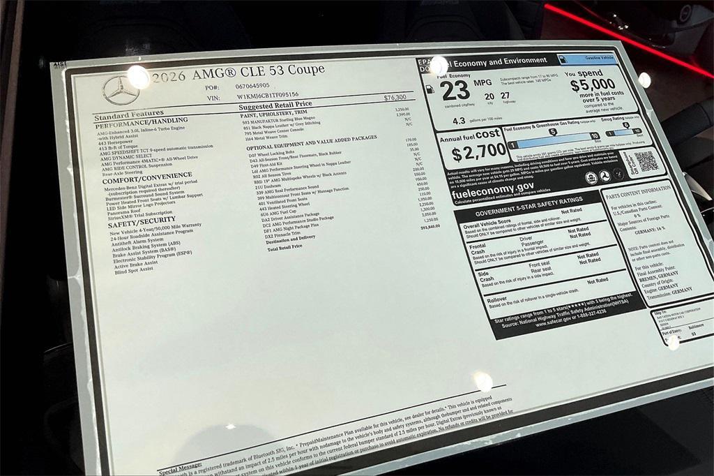 new 2026 Mercedes-Benz AMG CLE 53 car, priced at $93,840