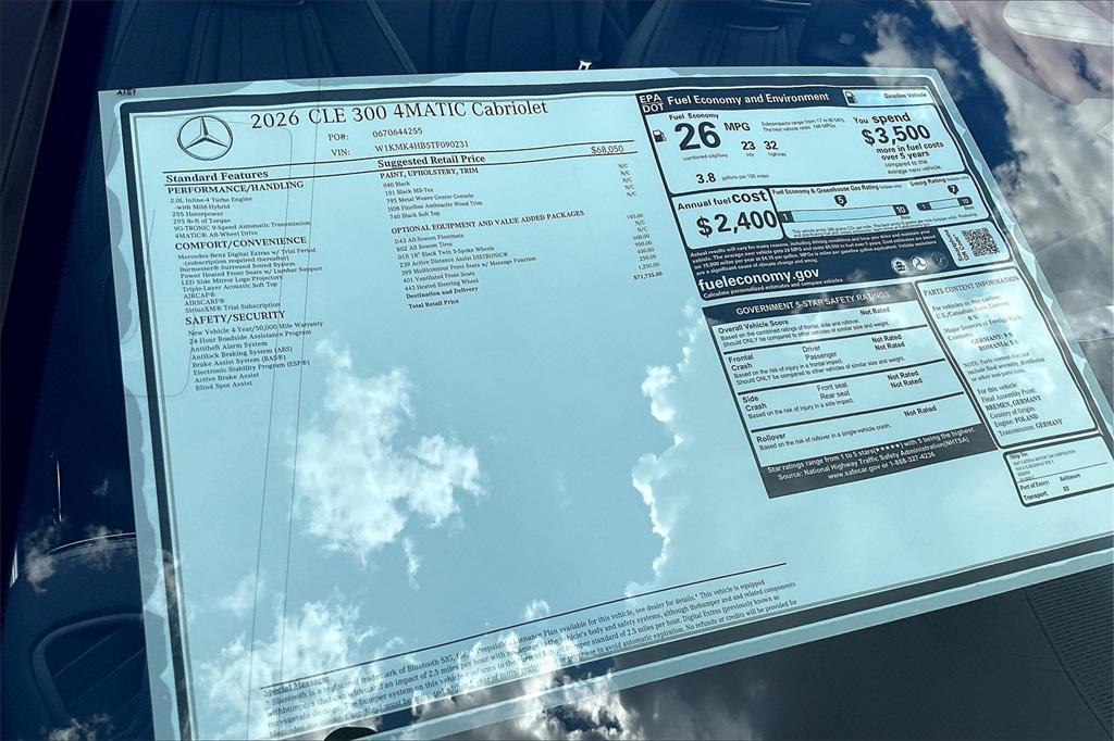 new 2026 Mercedes-Benz CLE 300 car, priced at $71,735