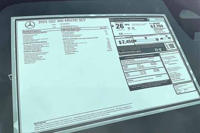 new 2025 Mercedes-Benz GLC 300 car, priced at $59,920