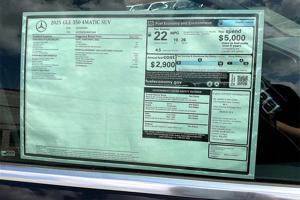 new 2025 Mercedes-Benz GLE 350 car, priced at $66,915