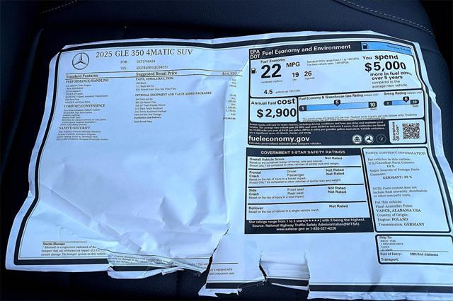 new 2025 Mercedes-Benz GLE 350 car, priced at $70,795