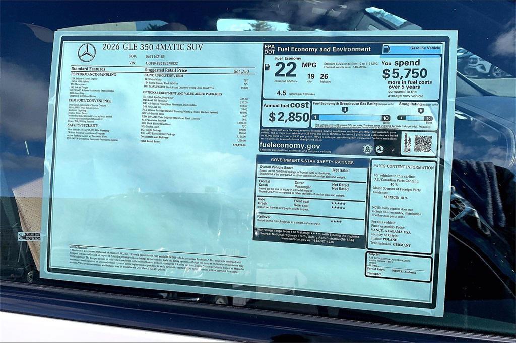 new 2026 Mercedes-Benz GLE 350 car, priced at $73,590
