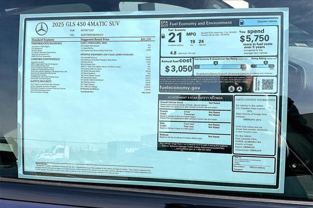 new 2025 Mercedes-Benz GLS 450 car, priced at $96,735