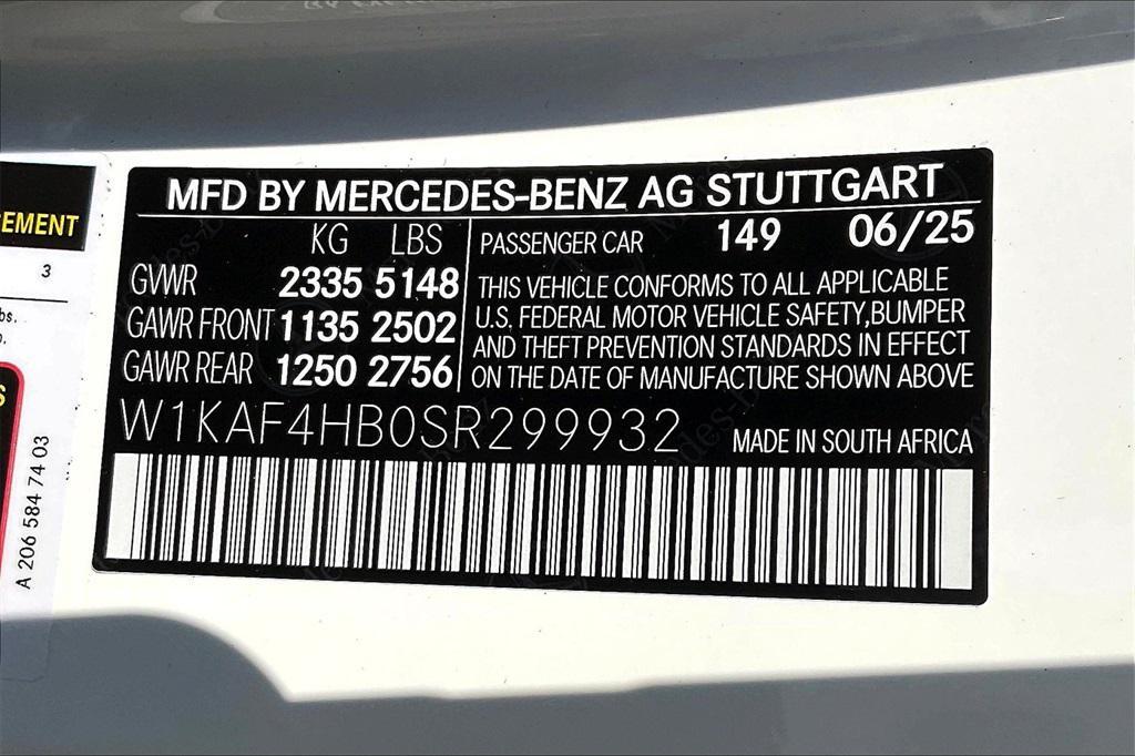 new 2025 Mercedes-Benz C-Class car, priced at $52,885