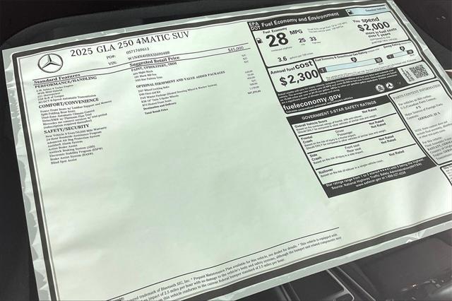new 2025 Mercedes-Benz GLA 250 car, priced at $47,295