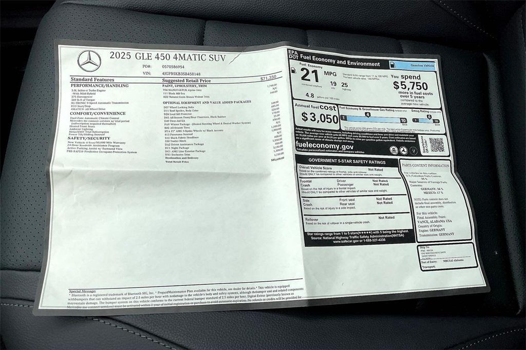 new 2025 Mercedes-Benz GLE 450 car, priced at $85,630