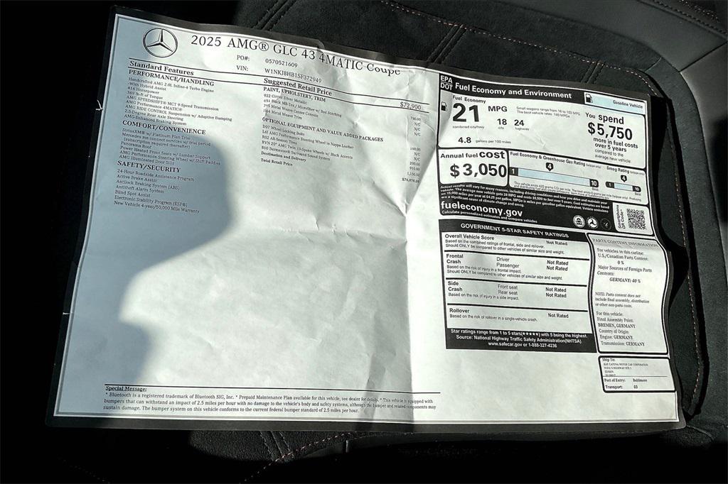 new 2025 Mercedes-Benz AMG GLC 43 car, priced at $76,070