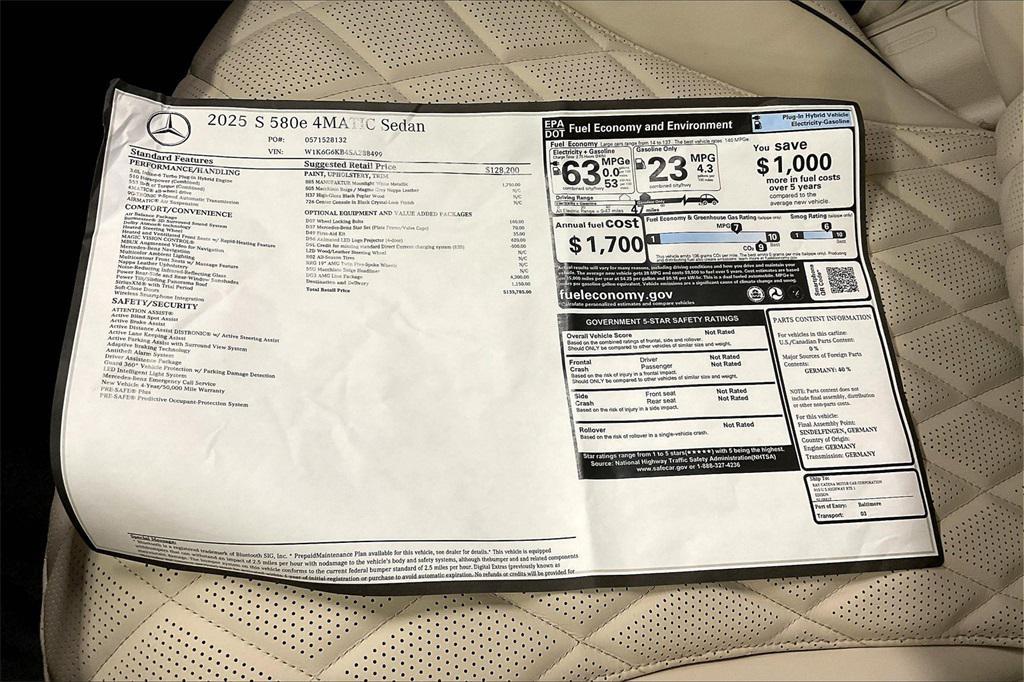 new 2025 Mercedes-Benz S-Class car, priced at $135,785