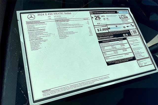 new 2024 Mercedes-Benz E-Class car, priced at $73,970