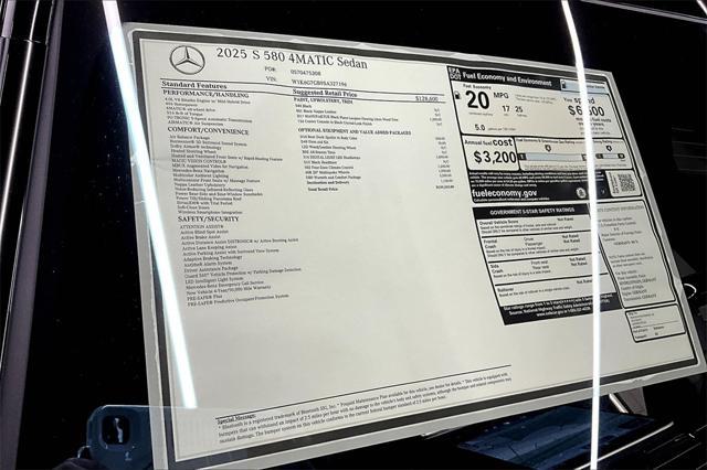 new 2025 Mercedes-Benz S-Class car, priced at $139,335