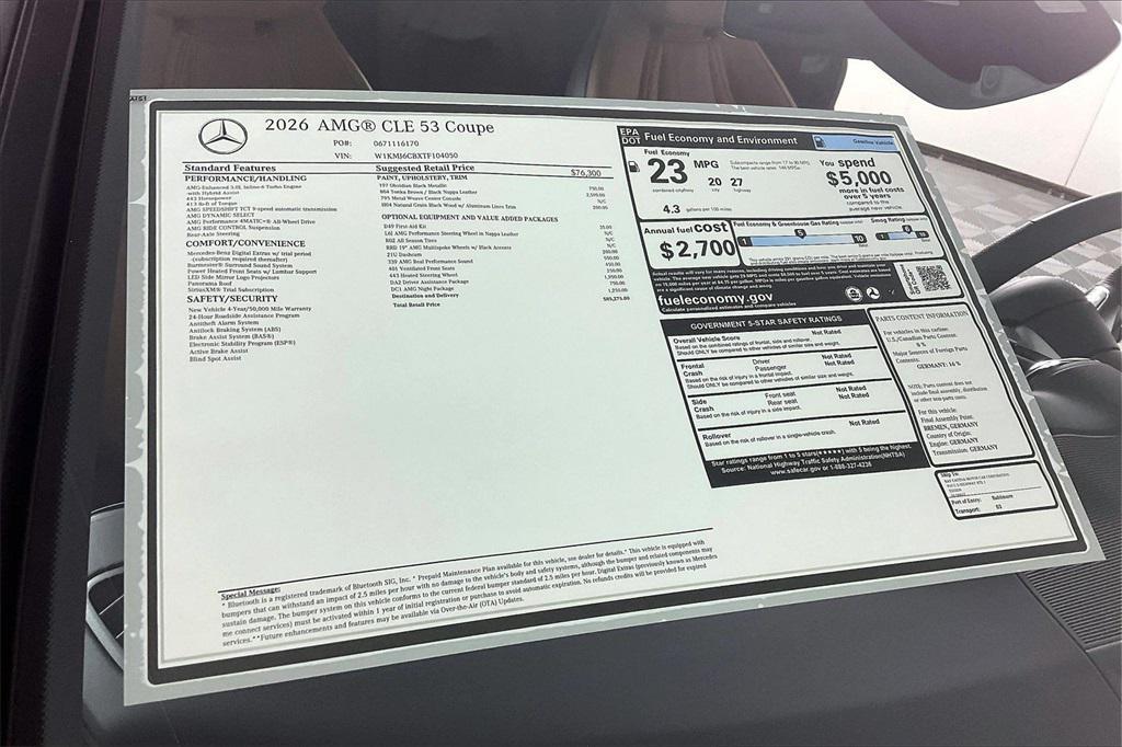 new 2026 Mercedes-Benz AMG CLE 53 car, priced at $85,275