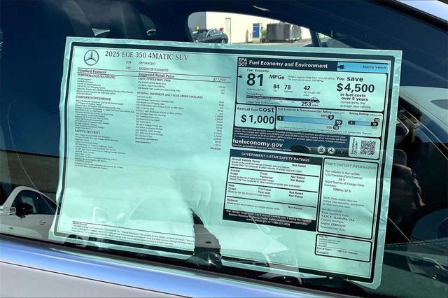 new 2025 Mercedes-Benz EQE 350 car, priced at $90,605