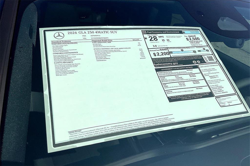 new 2026 Mercedes-Benz GLA 250 car, priced at $49,310