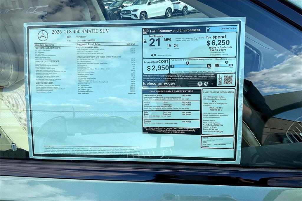 new 2026 Mercedes-Benz GLS 450 car, priced at $109,070