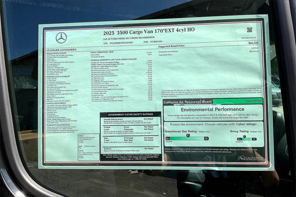 new 2025 Mercedes-Benz Sprinter 3500 car, priced at $85,261