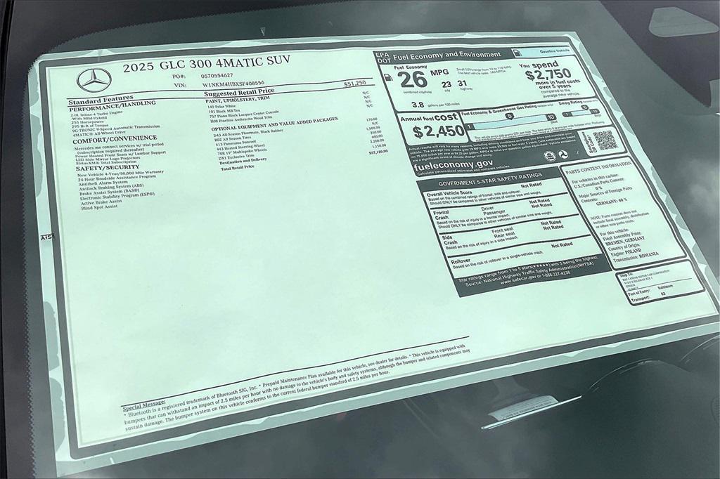 new 2025 Mercedes-Benz GLC 300 car, priced at $57,120