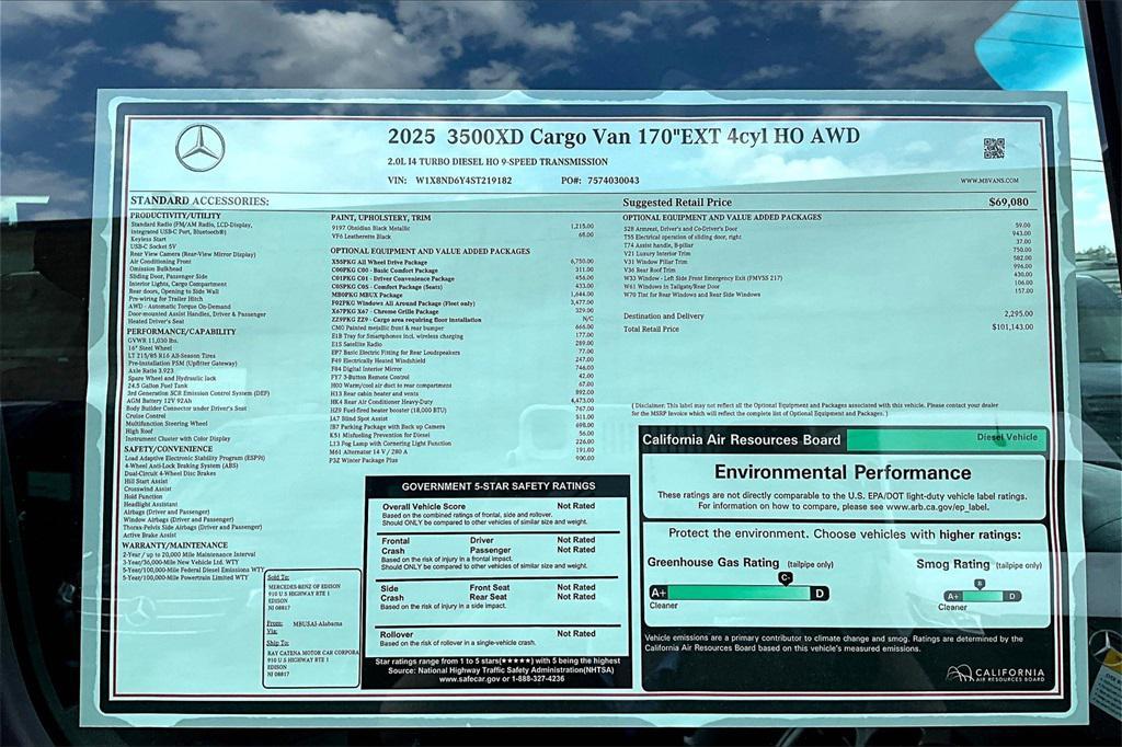 new 2025 Mercedes-Benz Sprinter 3500XD car, priced at $101,143