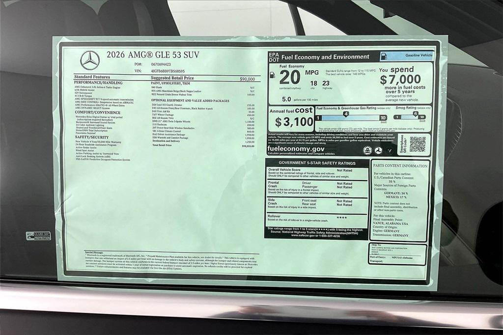 new 2026 Mercedes-Benz AMG GLE 53 car, priced at $98,055