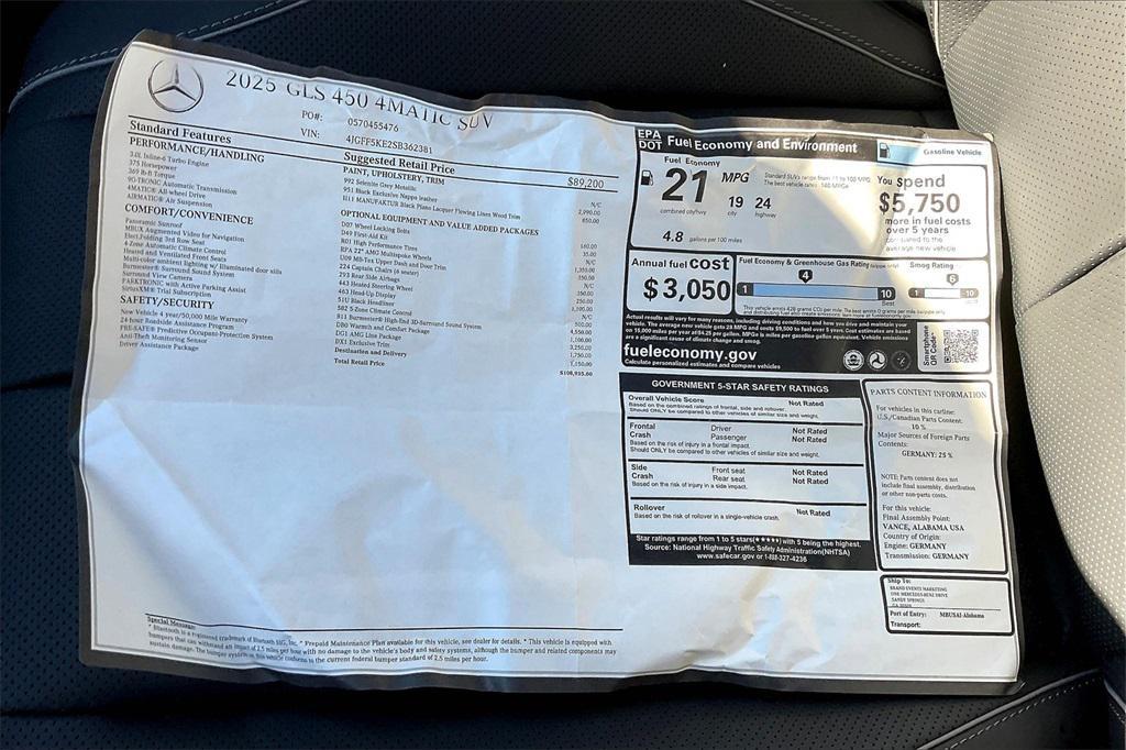 new 2025 Mercedes-Benz GLS 450 car, priced at $107,785