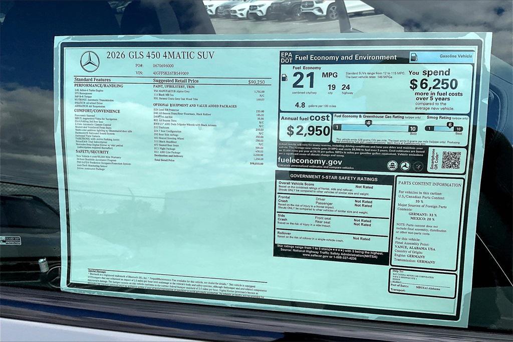 new 2026 Mercedes-Benz GLS 450 car, priced at $98,815