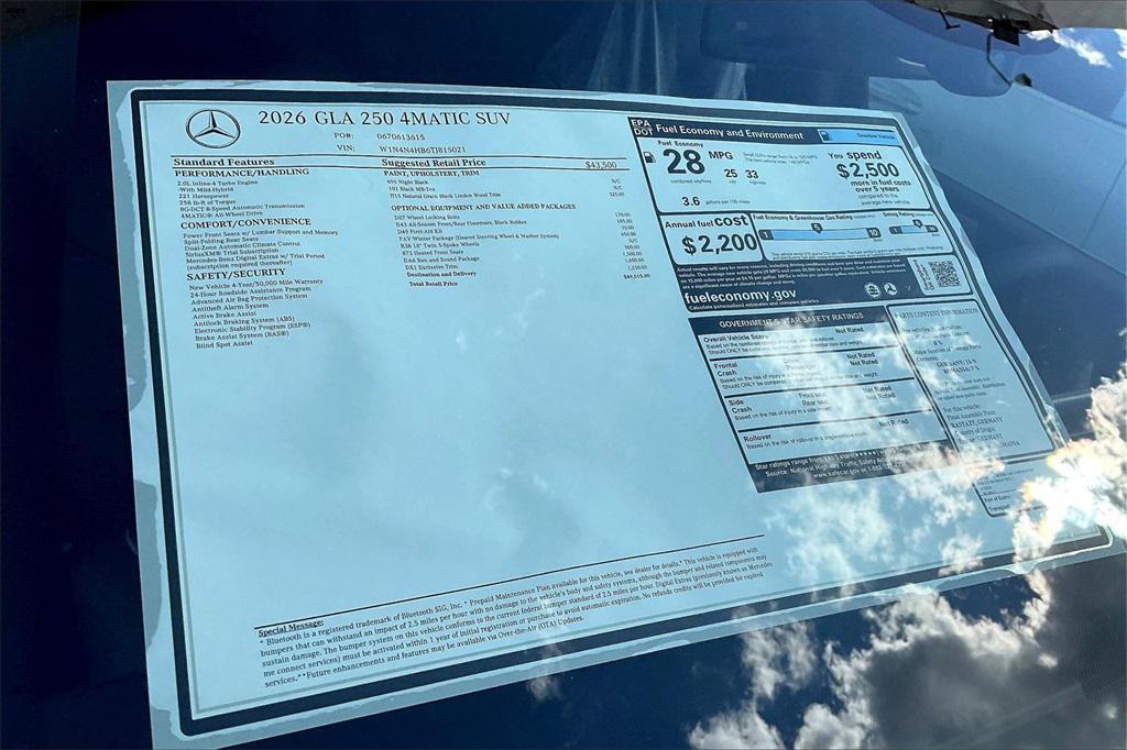 new 2026 Mercedes-Benz GLA 250 car, priced at $49,515