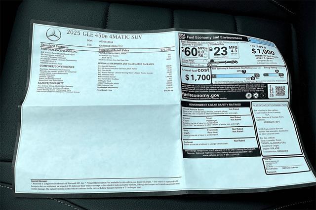 new 2025 Mercedes-Benz GLE 450e car, priced at $77,485
